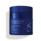 Blue jar of ZO Skin Health Growth Factor Serum on a white background